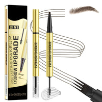Shengqialun Dual-Ended Eyebrow Pencil & Eyebrow Gel, 2 In 1 Eyebrows Pen, 4-Fork Tip Brow Pencil, Long-Lasting Eye Brow Pencils For Natural Looking Defined Eyebrows, Black Brown