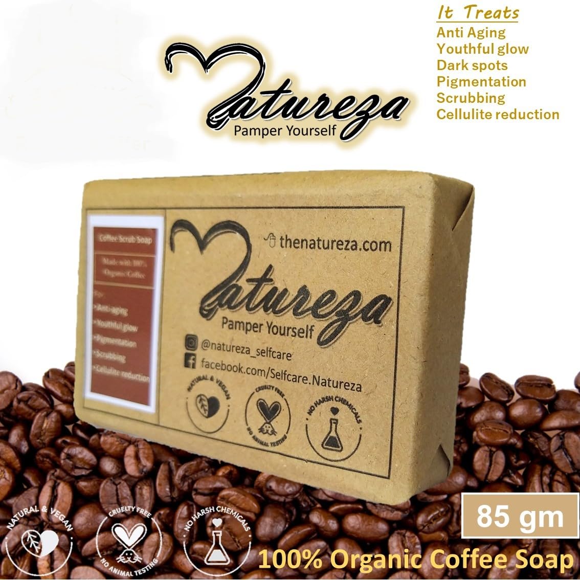 Generic Handmade Organic Coffee scrub soap Anti Acne Anti aging 90g