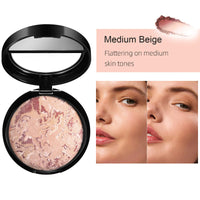 Shengqialun Baked Foundation Medium, Colour Correcting Foundations for Mature Skin, Highlighting & Setting Powder Foundation, Oil Control Pressed Powder for Mature Skin