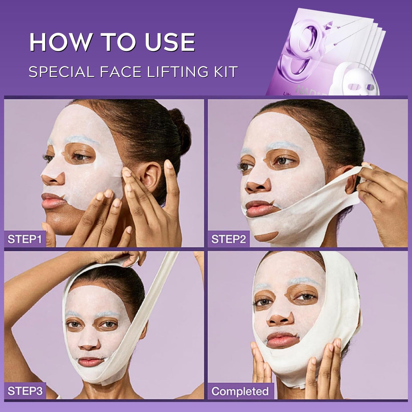 TBeautfave Anti Aging Face Mask, Hydrating Sheet Mask Korean, Lifting-sil Full Face Masks, Improves Jowls, Wrinkles, Neck Lines, Skin Firmness, Pack of 5