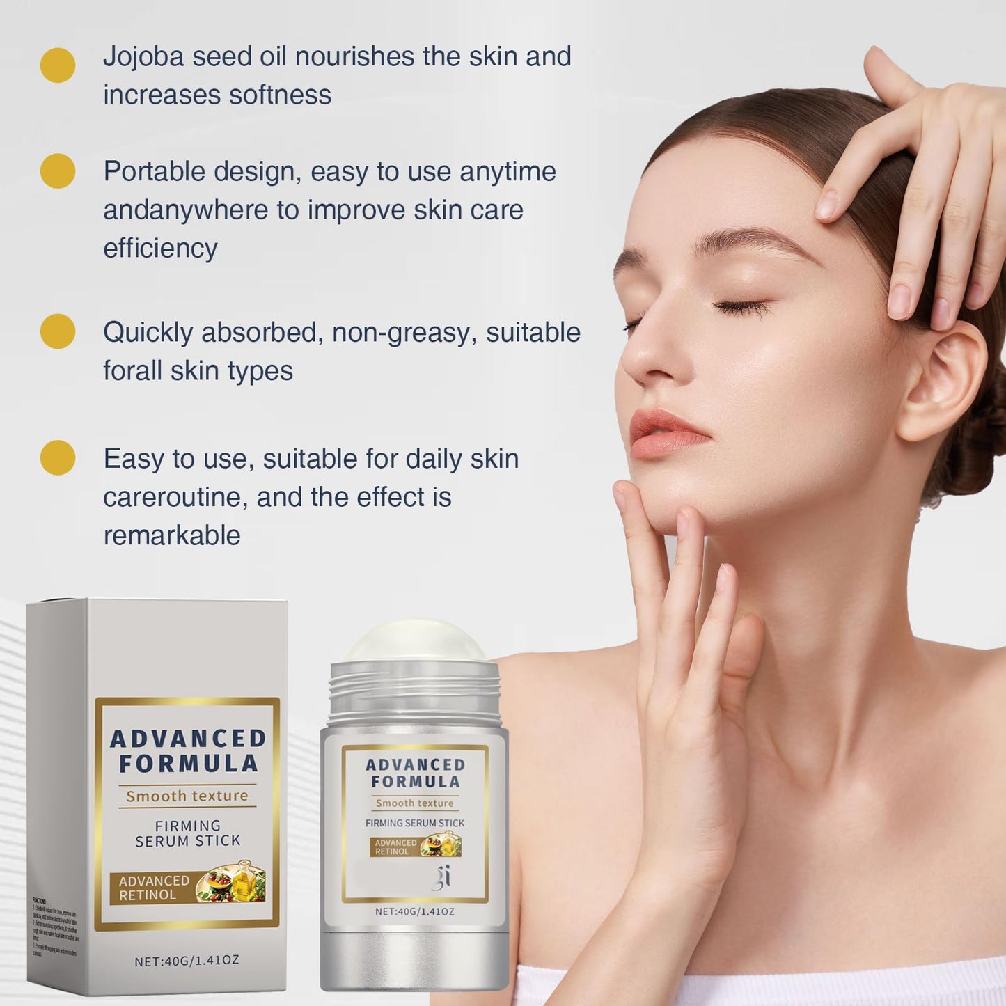 FunnAura Facial Firming Stick, Moisturizer Neck Serum Stick for Wrinkles and Fine 40g/1.41oz