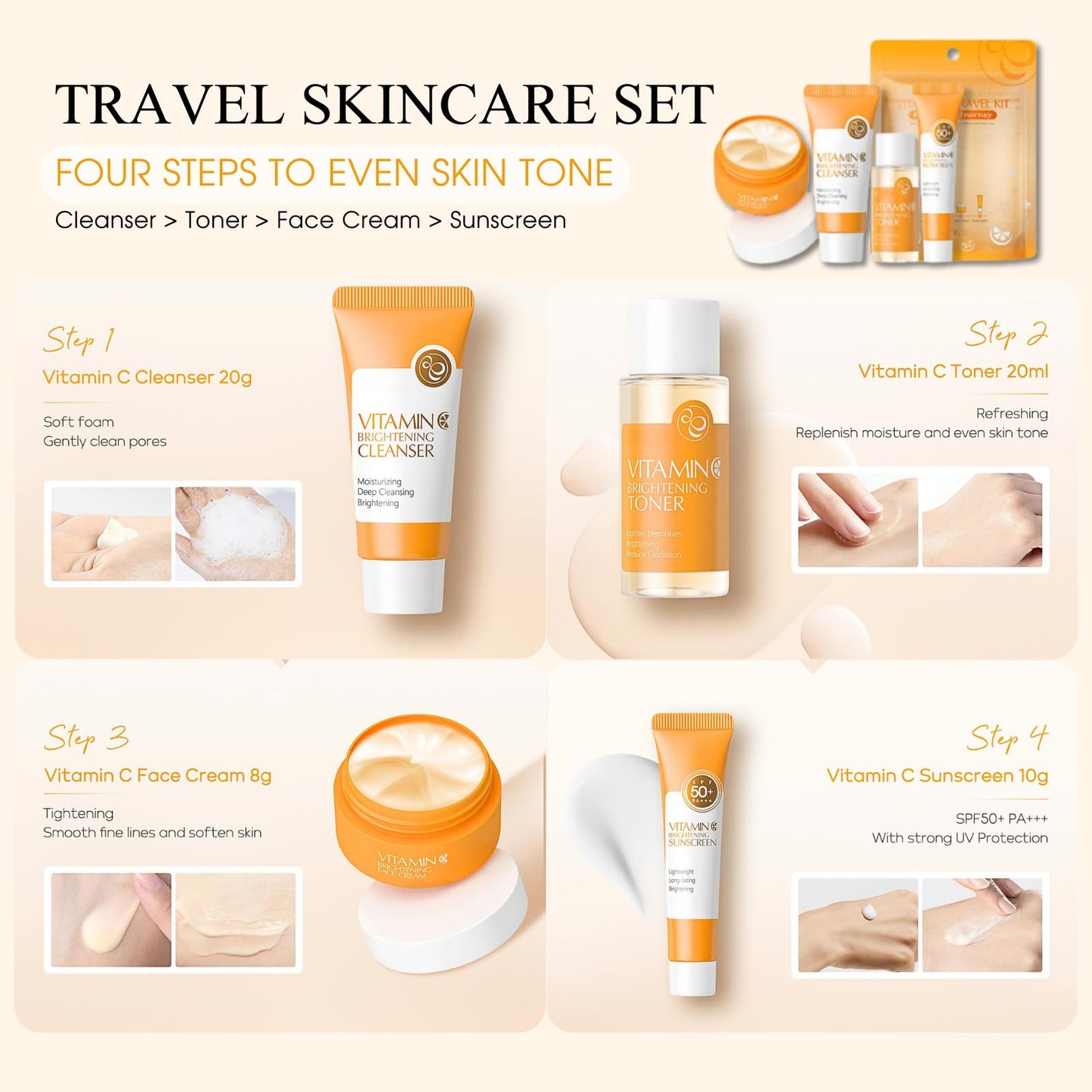 TBeautfave Skincare Gift Set for Teenage Girls, Vitamin C Skin Care Sets & Kits, Pamper Sets for Women Gifts, Teen Skincare Sets, Facial Kit - Cream,Serum,Cleanser,Toner,Sunscreen,Eye Cream,Eye Serum