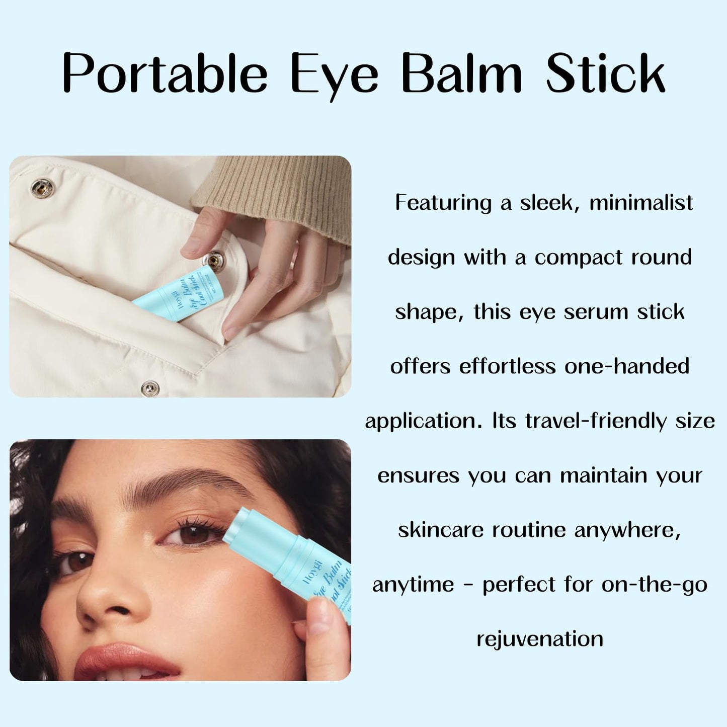 Hydrating Eye Balm Cool Stick for Dark Circles, Puffiness & Wrinkles, Cooling Multi Balm for Face, Eye, and Lip, Moisturizing Balm Stick for Tired Skin, Reduces Eye Bags, Portable Eye Care Balm, 7g