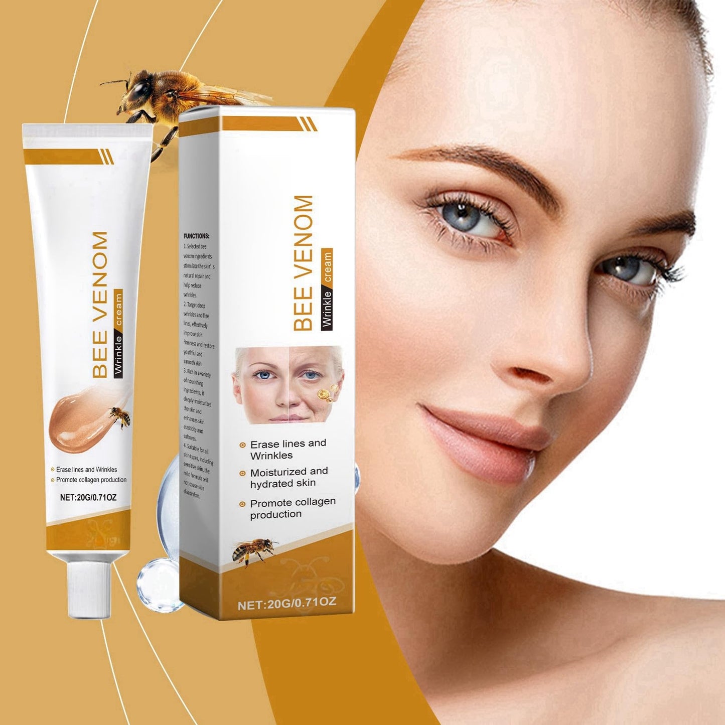 SingHao 3PCS Bee Venom Wrinkle Removal Cream,Bee Ven/om Anti-Wrinkle Cre/am,An/ti Wrin/kle Firming Multi Purpose Cr/eam,Anti Wrink/le Face Moisturizer,Be/e Ve/nom Skin Treatment Cream,Moisturizer C/ream