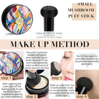 Mushroom Head Air Cushion CC Cream,Moisturizing Concealer Cream, Full Coverage Foundation,Moisturizing BB Cream Makeup Base Long Lasting with Mushroom Makeup Sponge (Natural)