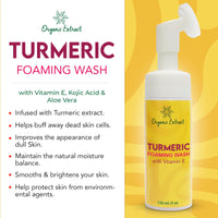 ORGANIC EXTRACT Turmeric Skin Brightening Face Wash – 5 fl oz / 150ml – Daily Moisturizer, Gentle Facial Cleanser for All Skins with Kojic Acid, Vitamin E, and Aloe Vera
