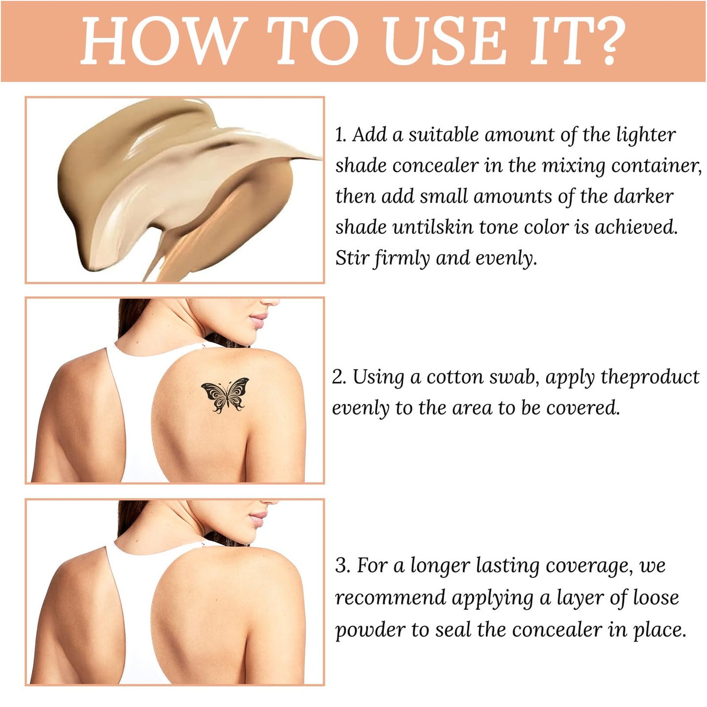 SHEBEEDO Tattoo Cover Up,Concealer Cream Full Coverage,Acne Concealer, Body Concealer, Professional Waterproof Concealer to Cover Tattoo for Men Women,Natural Tattoo Makeup Cover Body Makeup