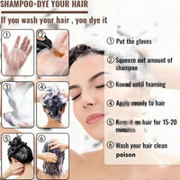 OunTechGlory 3-in-1 Instant Hair Dye Shampoo - Light Brown, Polar Hair Dye, Semi Permanent Dye, Color Treated & Grey Coverage Shampoo