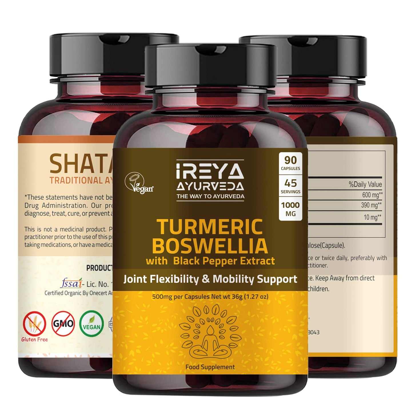 Turmeric Boswellia Extract 1000mg - Joint & Mobility Support Digestive & Immune Support | Boswellia Serrata with Turmeric Curcumin Bioperine - Inflammatory Response Plant Based Supplement