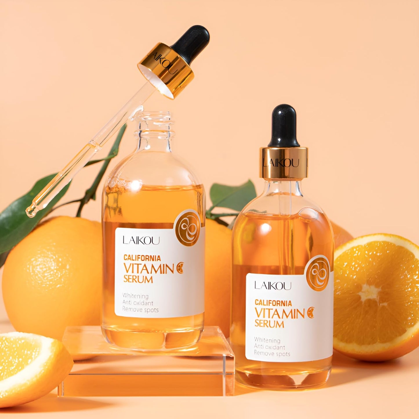 LAIKOU California Vitamin C Serum for Face, Face Serum for Women with Hyaluronic Acid, Anti Aging & Dark Spot Remover for Face, Boost Collagen & Brighten Skin, 100ML