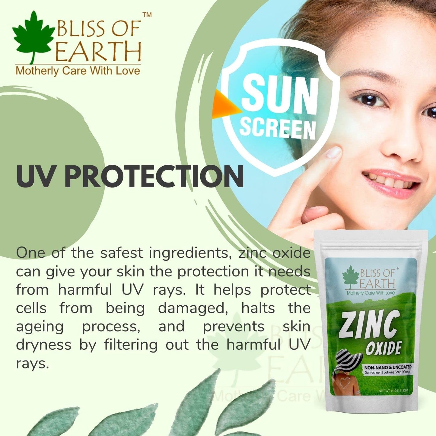 BLISS OF EARTH Bliss of Earth 113gm Zinc Oxide Powder Non Nano & Uncoated for Cosmetic & DIY Products Sunscream, Soap, Lotion