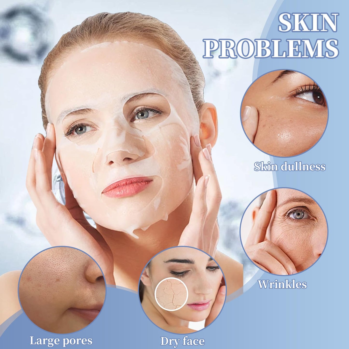LFCFBH 3 PCS Face Sheet Mask Beauty, Soft Biodance Collagen Mask Overnight Moisturising and Repairing
