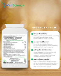 Wellscience WellScience Mushroom Medley Supreme - Organic Immunity Boosting Supplement with Shiitake, Chaga, Reishi, Maitake, Lion's Mane, Astragalus, and Acerola | Reduces Fatigue & Supports Collagen Formation
