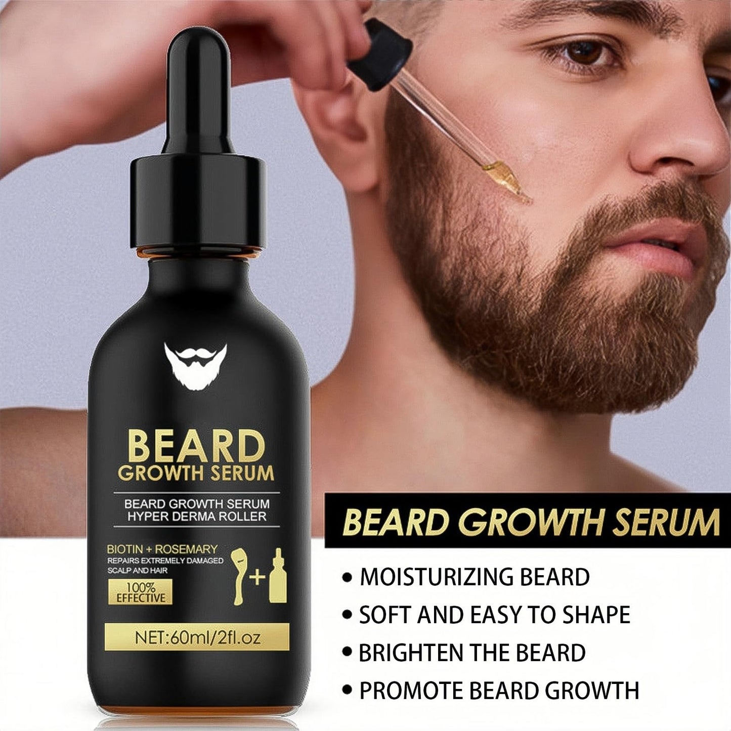 Coloroom Beard Growth Kit With Roller & Mild Essential Oil - Rapid Beard Growth & Thickening - Beards Grooming Kit For Men - Gifts For Dad