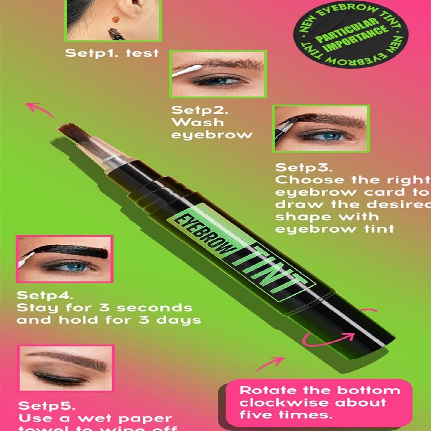 Generic Brow Dye Kit Long-Lasting Eyebrow Tint Semi-Permanent Black Eyebrow Waterproof Smudge-Proof Pen Tattoo Pencil Medium Brow Makeup for Defined Natural Look Easy to-Use with Brush