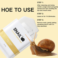 TBeautfave 3PCS Snail Mucin Collagen Face Mask - Glass Skin Face Mask Korean Skincare - Collagen Hydrating Mask Sheet with Hyaluronic Acid for Anti-Aging, Anti-Wrinkle, Deep Moisturizing&Firming