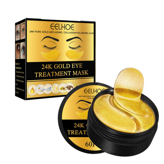 QUIWEN 24k Gold Eye Masks For Puffy Eyes & Dark Circles - Under Eye Mask Remove Eye Wrinkles, Collagen Eye Patches, Enhance Eye Areaimprove Gloomy, Brighthe, Hydrating(60pcs)
