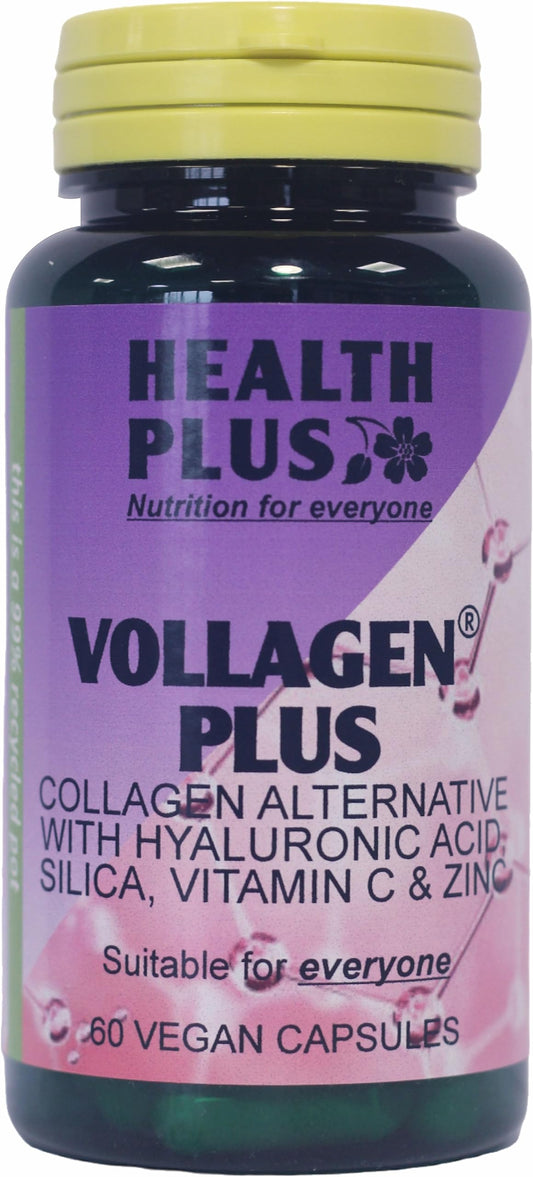 Health Plus Vollagen Plus : Vegan Collagen, Skin, Hair and Joint Supplement : 60 Vegan Capsules, in a Planet-Friendly 99% Recycled Pot