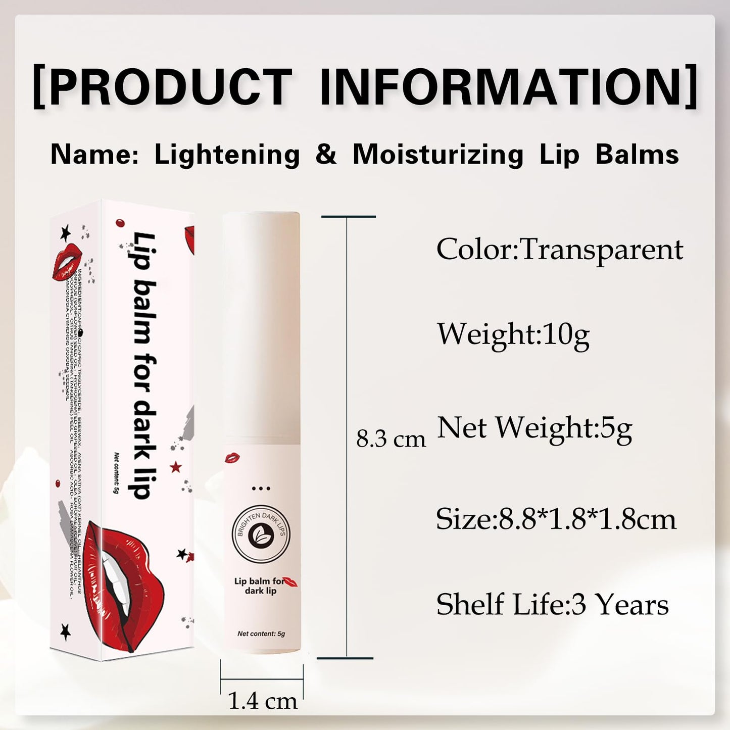 GEEWHILE Lip Lightening For Dark Lips, Lip Balms for Lip Care Lip Moisturizing, Long Lasting Natural Lip Balm Moisturizer to Repair Cracked Lips & Lighten Dark Lip Color, Lip Brightening