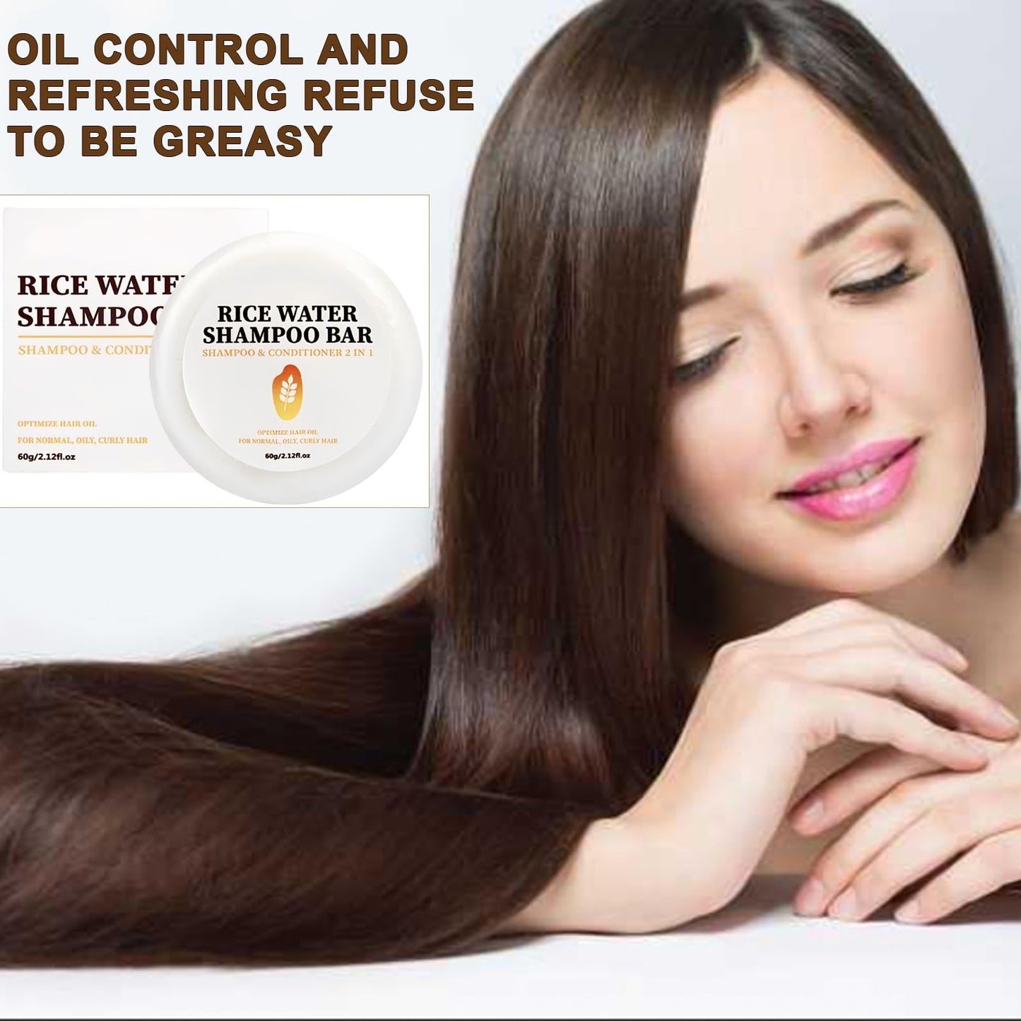 AuraBeen 2-in-1 Rice Water Shampoo & Conditioner Bar for Hair Growth with Coconut Oil & Argan Oil - Anti Hair Loss Shampoo Bar