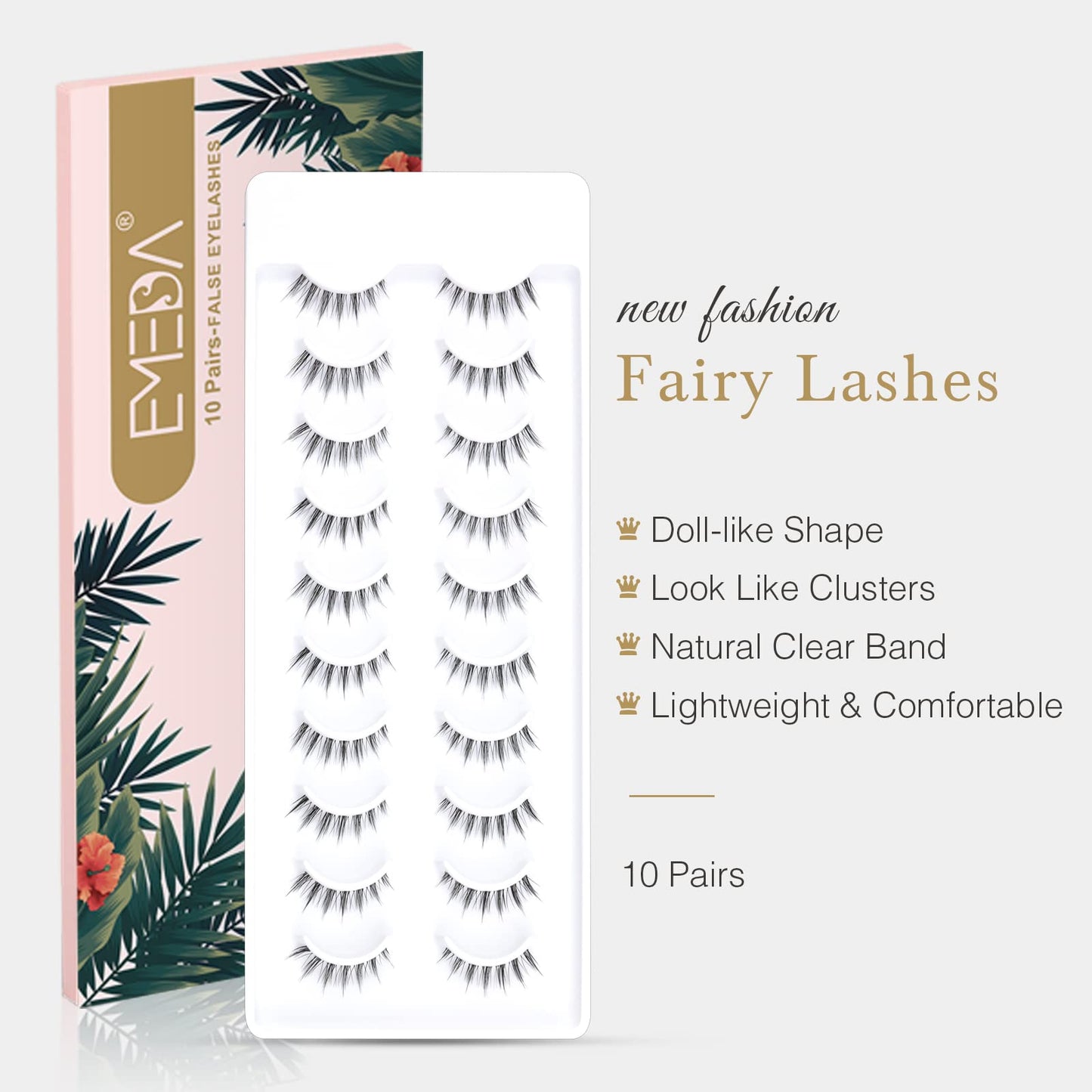 10 Pair Natural Lashes Little Devil Soft Eyelashes Strip Lashes Handmade False Eyelashes Natural Look Transparent Clear Band Small Eye Lashes by EMEDA (Little Devil)