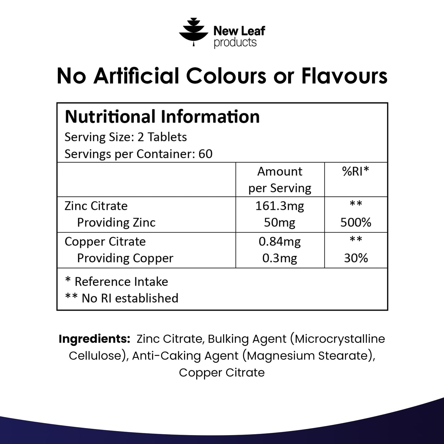 Zinc 50mg High Strength - Zinc Tablets with Copper, Pure Zinc Supplements Contributes Towards The Immune System, Bone Health and Fertility, Vegan, Non-GMO, Made in UK by New Leaf 120 Tablets