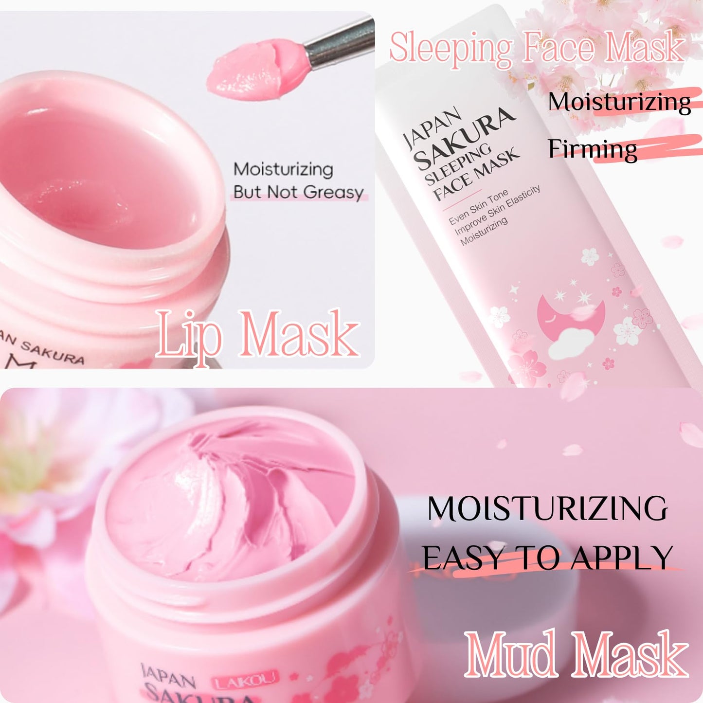 ISBEAUSOLS Sakura Skin Care Sets & Kits - Skin Care Gift Set for Teenage Girls - Facial Kits for Women Gifts - Face Care Sets Cleanser, Serum, Cream,Eye Cream,Lip Mask,Mud Mask,Sleeping Mask