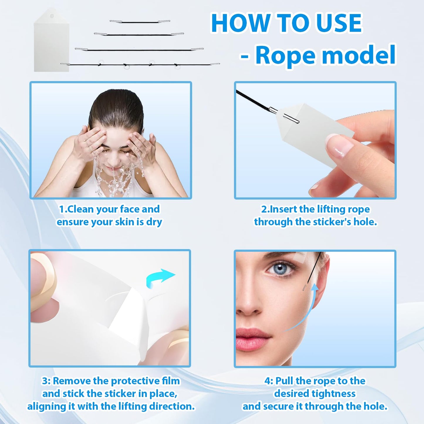 Gonggi 148Pcs Face Lift Tape Invisible with 8 String, V Edge Patches Face lift for Wrinkles, Instant Neck Lifting Tape and Bands for Double Chin Saggy, Tightening Skin Make Up Tools (70 rope + 70 cordless)