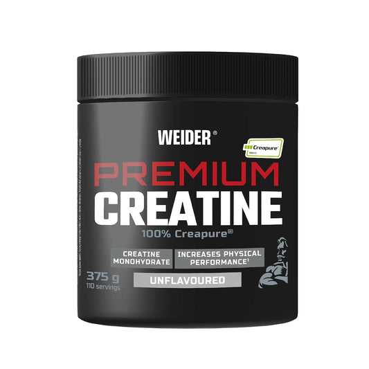 Weider Premium Creatine (375g) UnFlavoured. 100% Pure Creatine Monohydrate Creapure, No Sugar, no additives, Vegan, Increases Physical Performance (110 Servings)