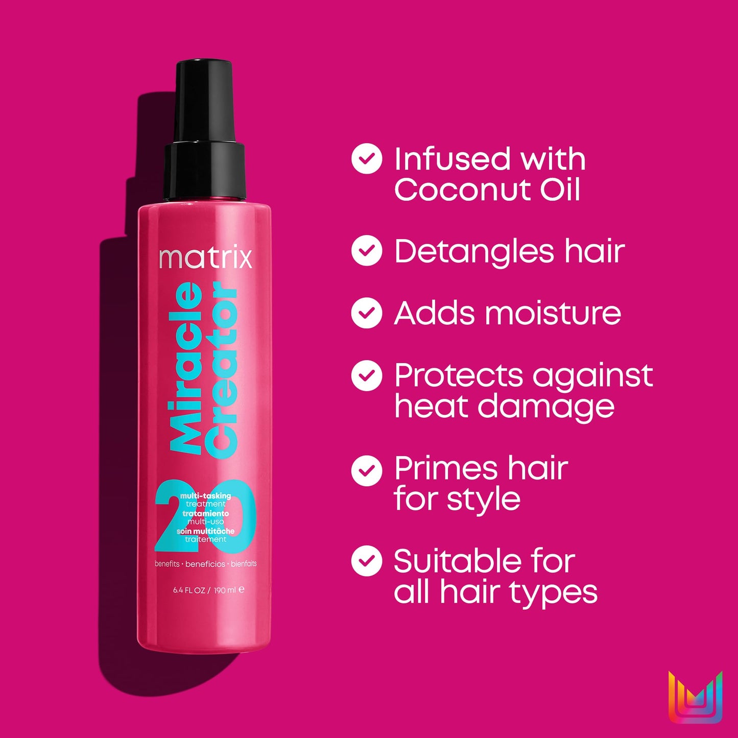 Matrix Multi-Tasking Hair Treatment, Leave-In Conditioner and Heat Protector with 20 Benefits, Total Results, Miracle Creator, 200 ml