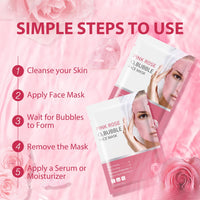 IREV 10 Pack Pink Rose O2 Bubble Face Masks Sheet Foaming Face Mask Purifying Facial Mask for Acne and Pores for Deep Cleansing and Rejuvenating Facial Treatment Mask Beauty Skincare