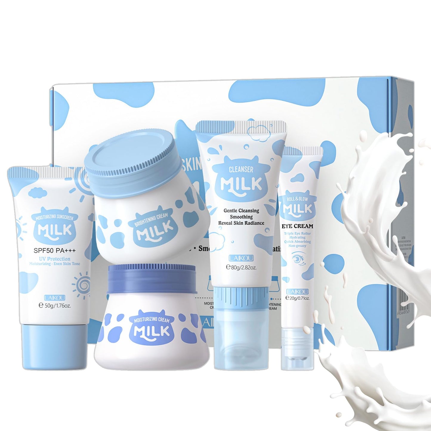 ChicNana skincare set, skin care sets & kits, milk skincare for kids Women Gift Set for Teenage Girls, with Sunscreen, Cleanser, Moisturizing Cream, Eye cream, Face Cream, Travel Kit (5pcs)