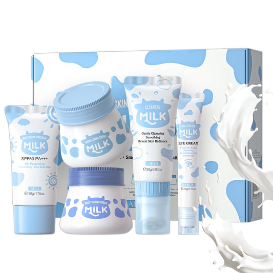 ChicNana skincare set, skin care sets & kits, milk skincare for kids Women Gift Set for Teenage Girls, with Sunscreen, Cleanser, Moisturizing Cream, Eye cream, Face Cream, Travel Kit (5pcs)