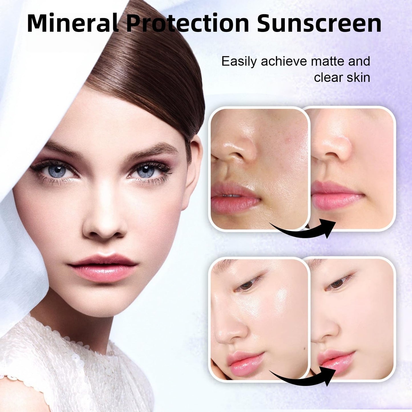 QinZiEn Mineral Sun Protection Powder,Spf 50 Powder Sunscreen for Face,Scalp Sunscreen Powd-er,Beach Sweatproof Face Sunblock Pow-ders for Fac-e and Body,Mineral F-ace Po-wder,F-ace Setting P-owder