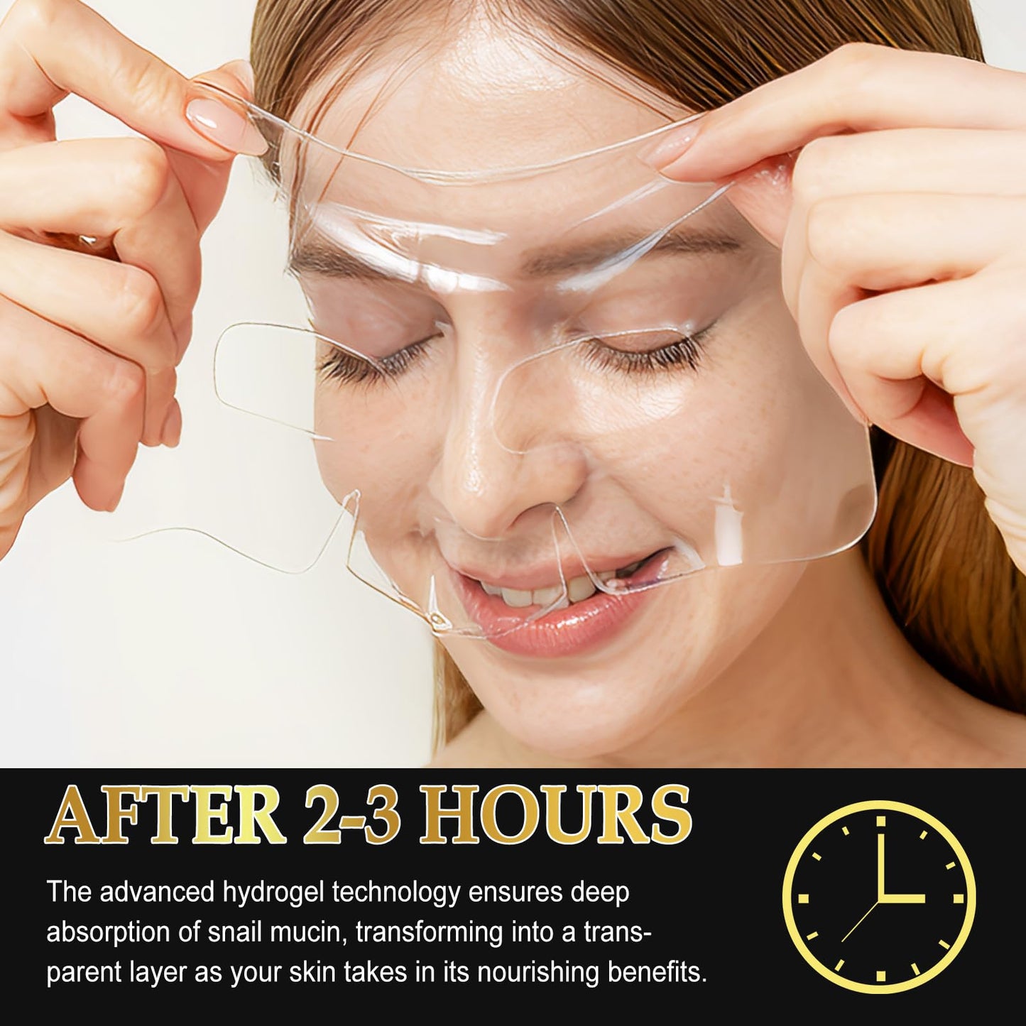 QUANHAO Advanced Snail Mucin Glass Glow Hydrogel Mask, Collagen Face Mask, Deeply Hydrate & Rejuvenate, Glass Skin Face Mask Korean Skincare for All Skin Types, Pack of 6
