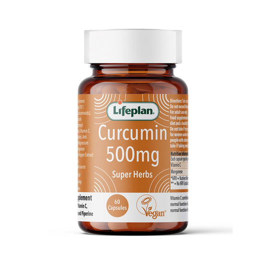 Lifeplan Super Herbs Curcumin 500mg (60 Capsules) — with Vitamin C and Manganese and Piperine — 60-Day Supply