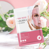 IREV 10 Pack Pink Rose O2 Bubble Face Masks Sheet Foaming Face Mask Purifying Facial Mask for Acne and Pores for Deep Cleansing and Rejuvenating Facial Treatment Mask Beauty Skincare