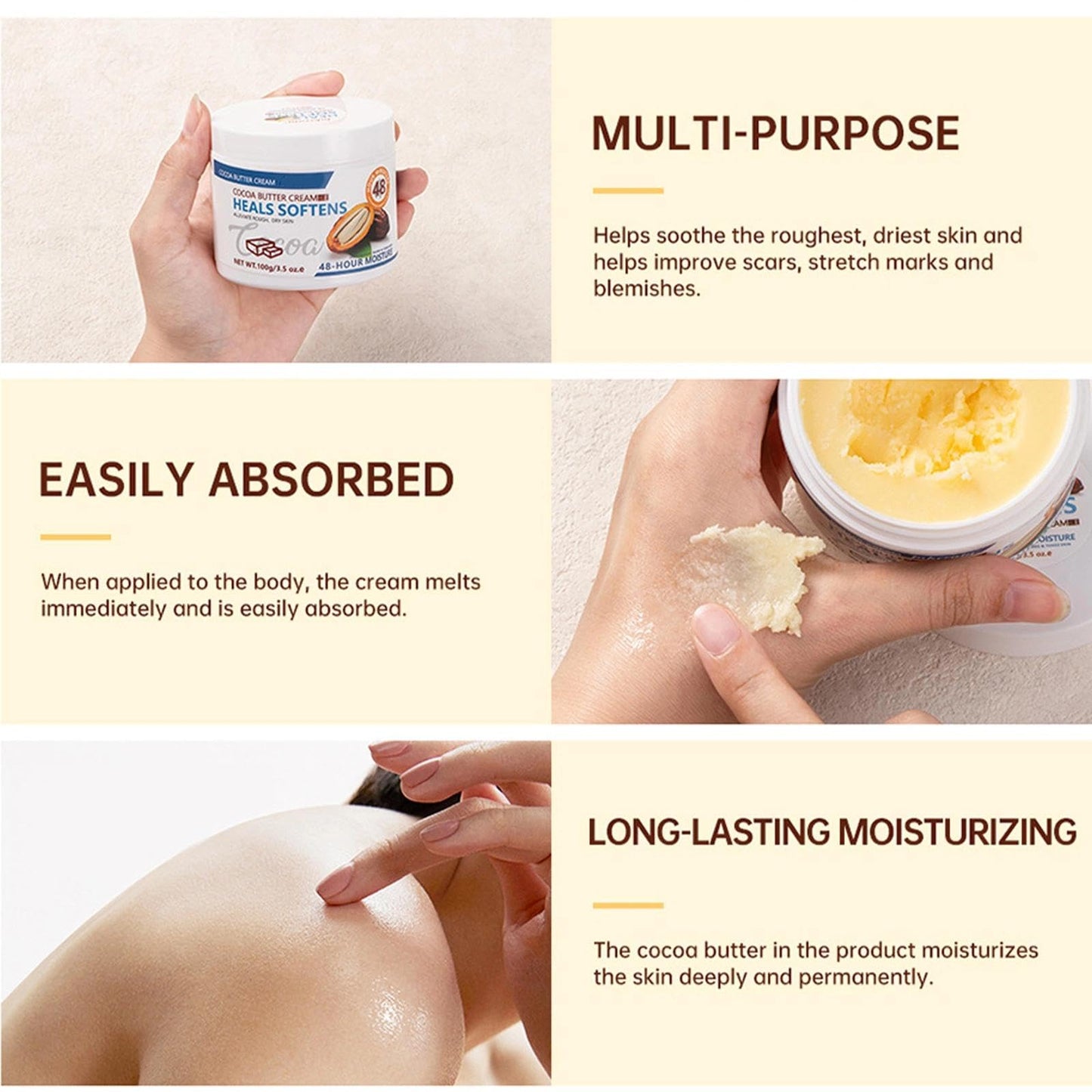 AurolaGlow Cocoa Butter Cream – 48-Hour Moisturizer For Dry Skin, Smooths And Moisturize Body & Face Cream With Cocoa Butter Oil For Women & Men
