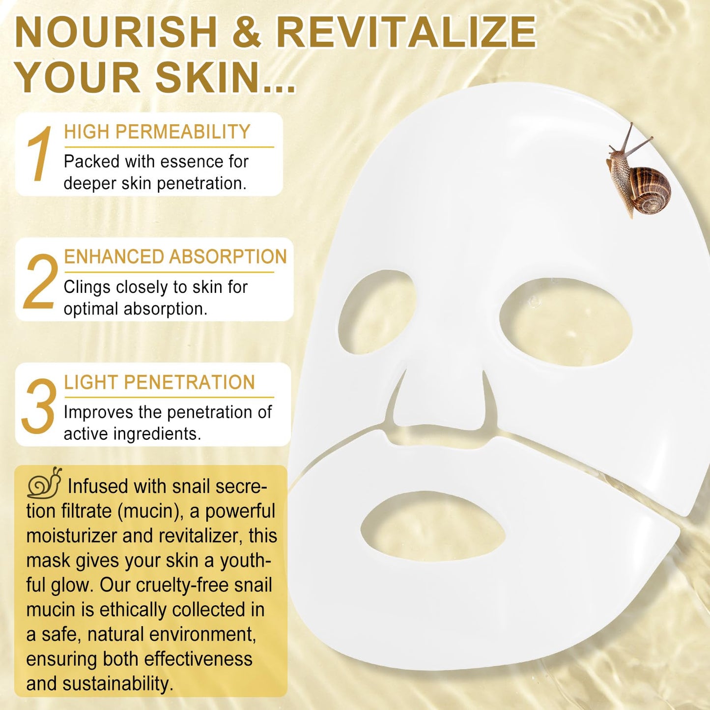 Generic Advanced Snail Mucin Glass Glow Hydrogel Mask, Collagen Face Masks Skincare, Collagen Night Wrapping Mask, Snail Mucin Korean Skincare(4 PCS)