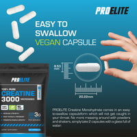 Creatine Capsules x 240 Vegan 3000mg of Unflavoured Creatine Monohydrate per Serving, NO FILLERS & Binders Micronised Pure Creatine Tablets Alternative by PROELITE