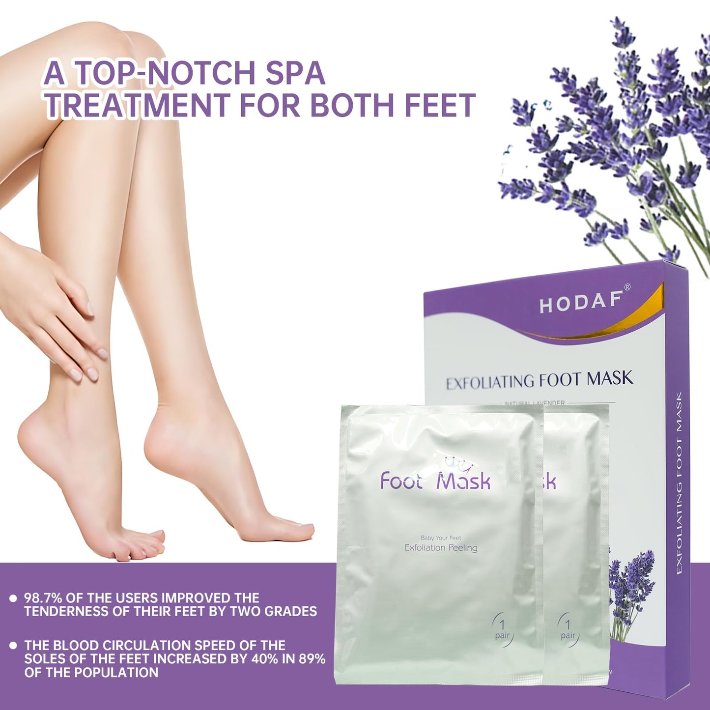 Generic 2 Pairs Foot Peel Mask for Hard Skin,Lavender Exfoliating Mask for Callus Remover Dead Dry Skin,Cracked Heel Treatment Socks, Plant Formula Moisturising Socks, Soft Foot Care