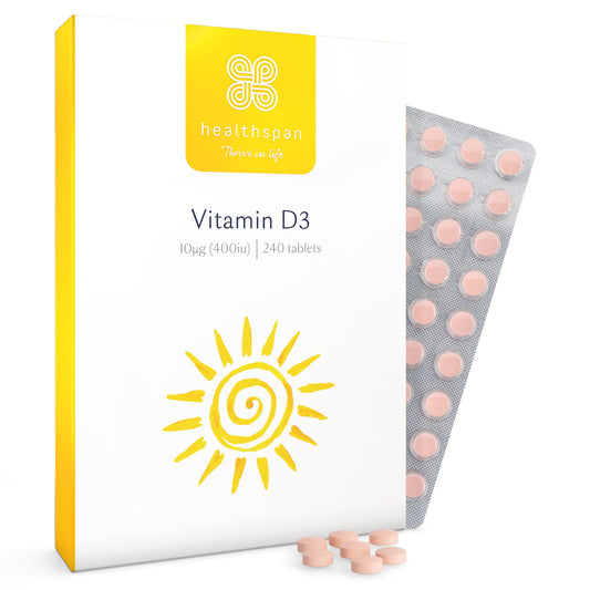 Healthspan Vitamin D3 10µg (8 Months' Supply) | Support Your Immune Health & Promotes Healthy Bones, Teeth & Muscles | Vegetarian