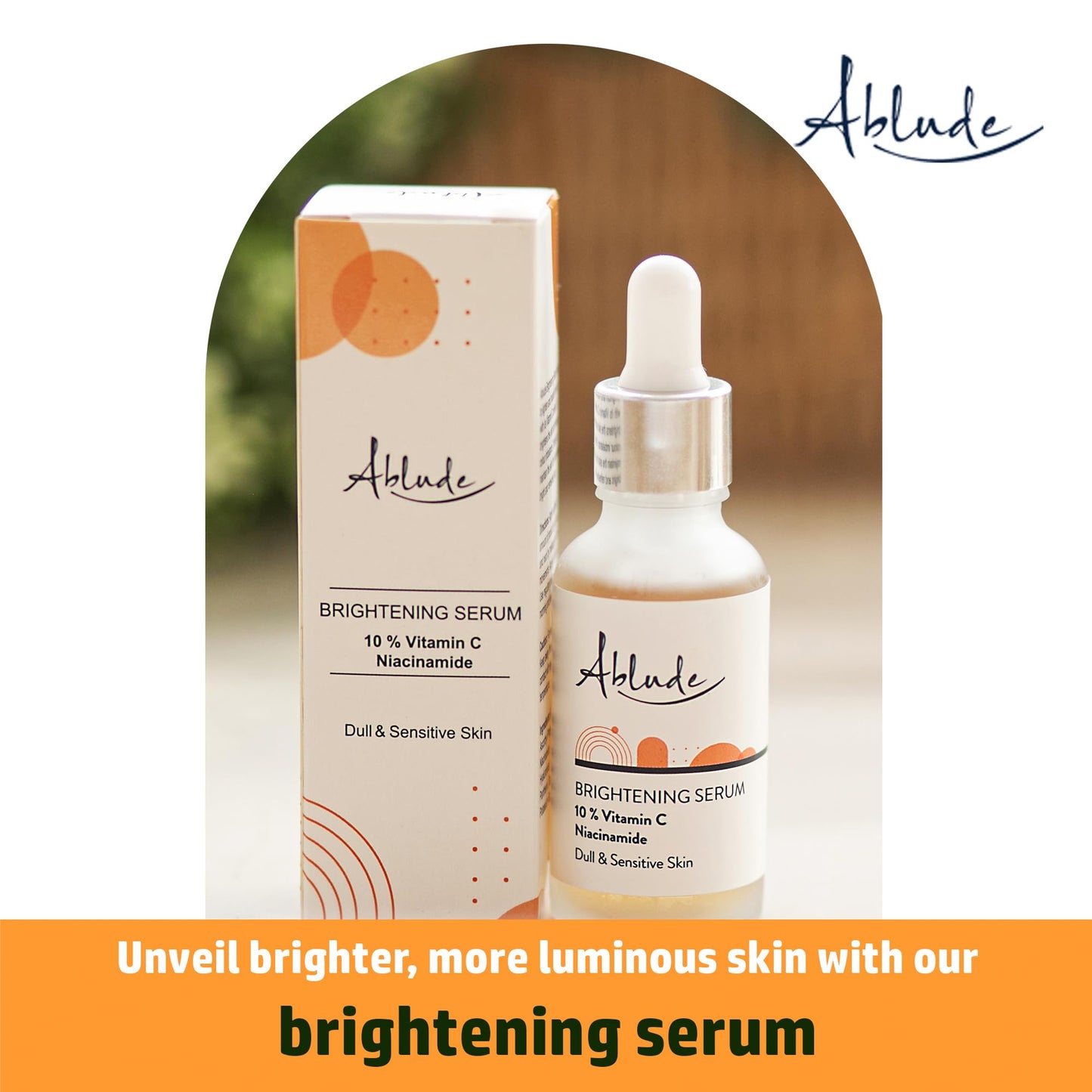 Ablude Skin Brightening Serum with Vitamin C & Niacinamide - Glow Serum for Men & Women - Skin Serum for Smooth, Firm & Youthful Complexion (30ml)