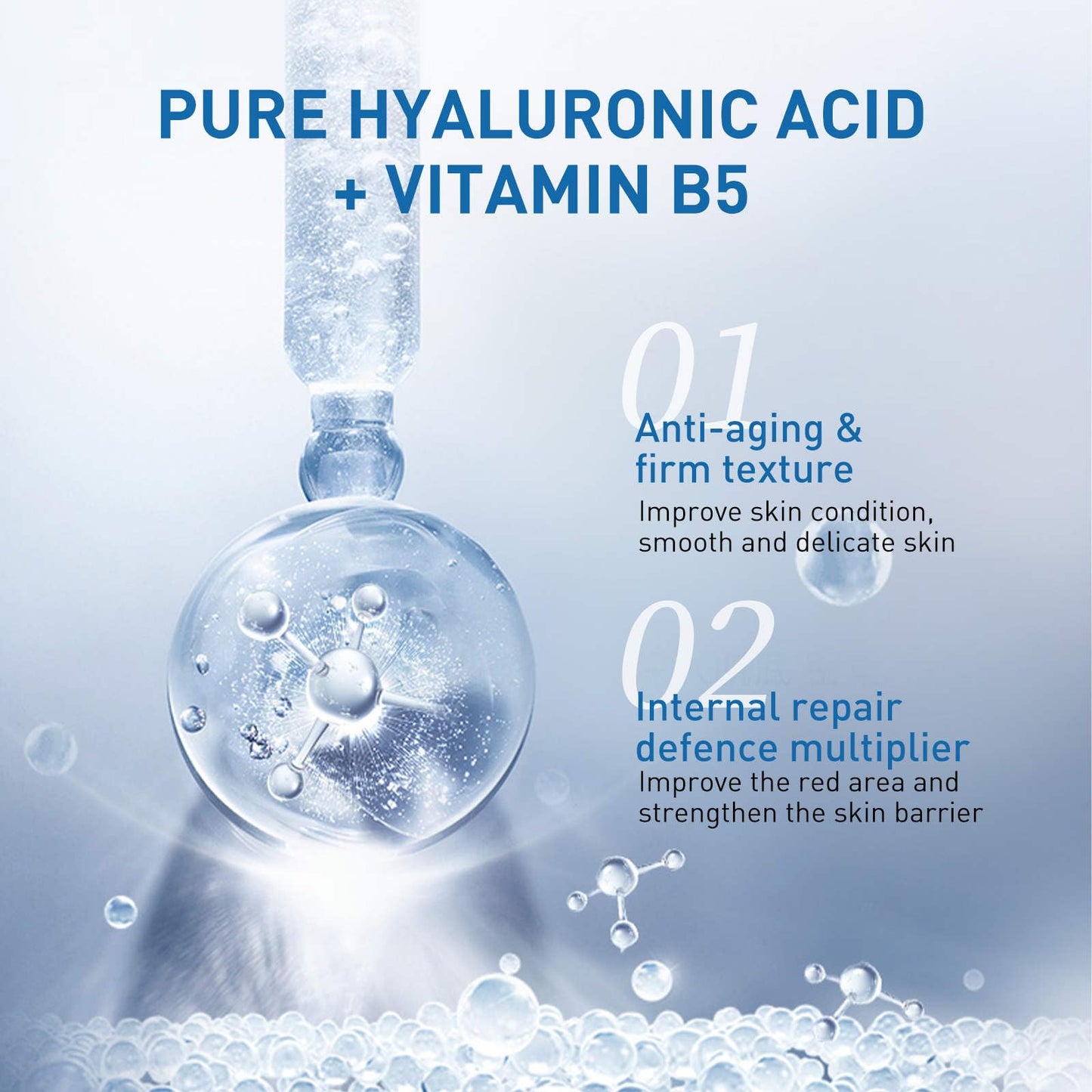 Grospe 2 Pcs Hyalu B5 Serum Hyaluronic Acid Serum for Face with Vitamin B5 Skin Firming Reduces Fine Lines Hydrating Anti-Wrinkle Serum
