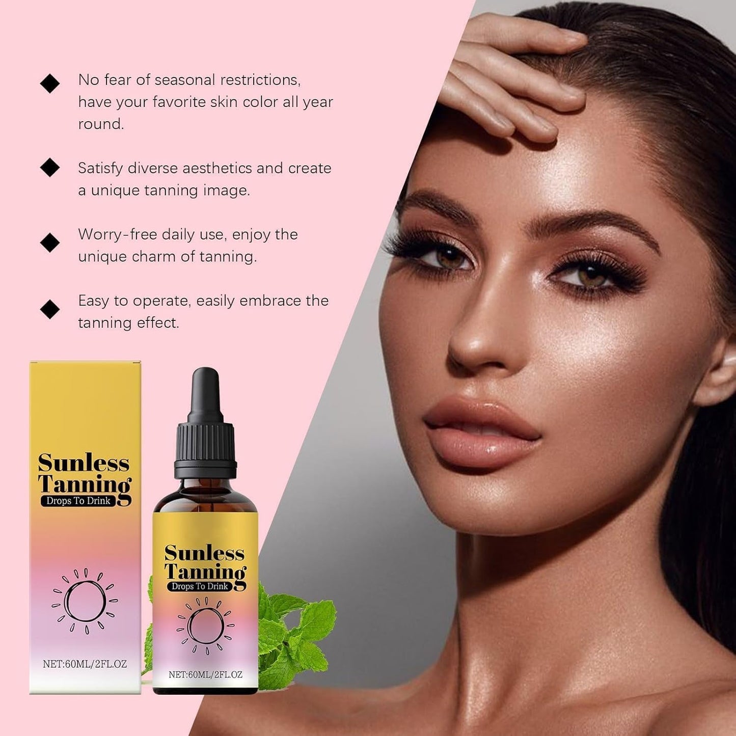WujialingMM Sunless Tanning Drops, 2pc 60ml Self-Tanning Nourishing Tan Enhancer Drops | Promotes Natural Skin Tone, Nourishing And Moisturizing