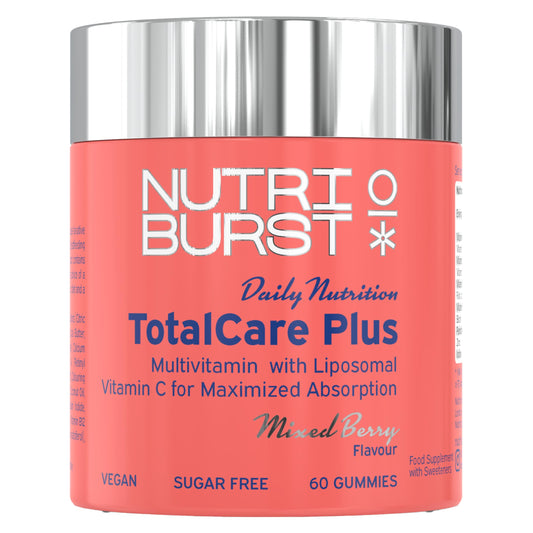 Nutriburst TotalCarePlus - Multivitamin with Vitamin C, D, B12 + Zinc - Immune System Support - Berry Flavour - 60 Gummies 1 Month Supply - Suitable for Vegans