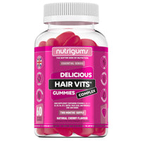 Hair Vitamin Biotin Complex Gummy | Cherry Flavour | 60 Vegan Gummies | Multivitamin Supplement containing Biotin, Vitamin C, Folic Acid and Zinc | Maintain Healthy Hair Growth by NUTRIGUMS®