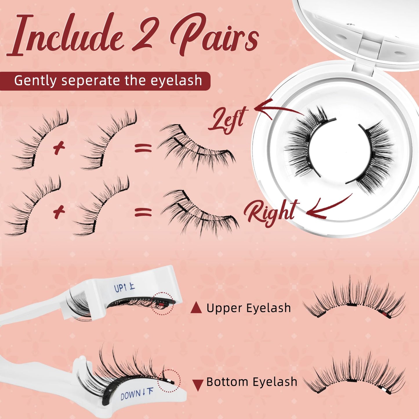 Magnetic-Lashes with Applicator, Higu clace Magnetic-Eyelashes No Glue or Eyeliner Needed, 1 Pair Reusable Magnetic Eye Lashes Kit Natural Look, Eyelashes Magnetic Easy to Wear and Remove(STYLE F)