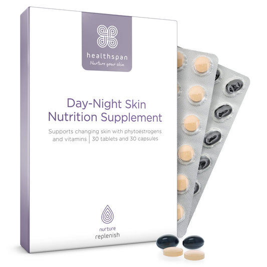 healthspan Healthspan Day-Night Skin Nutrition Supplement | Contains Soy Bean Extract & Omega 3 with Vitamins C & E | Skin Care | Vegetarian (30 Day Supply)