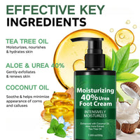 MrCuvaryas Tea Tree Oil Foot Cream for Cracked Heels and Dry Skin, Urea Cream 40 Percent for Feet, Tea Tree cream Feet Care, Cracked Heel Repair cream for feet and Hand, Foot Moisturise Softens Exfoliates